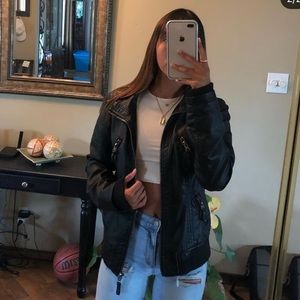 Black leather jacket